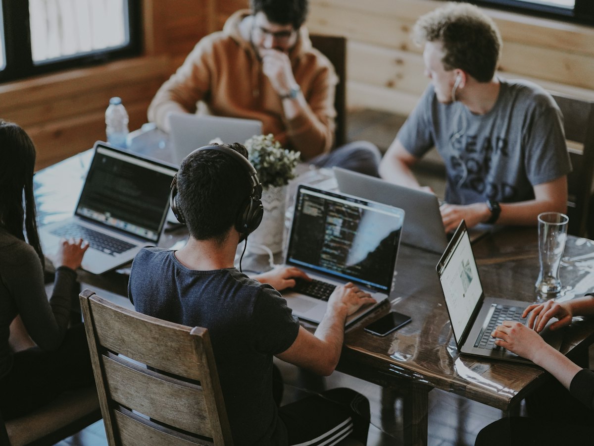 A team collaborating on a software project